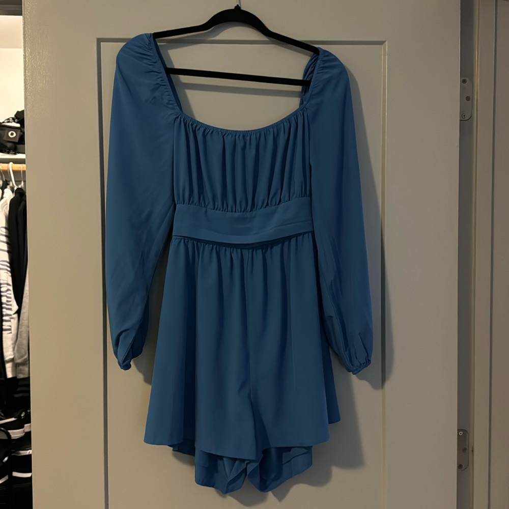 Blue Long Sleeve Romper